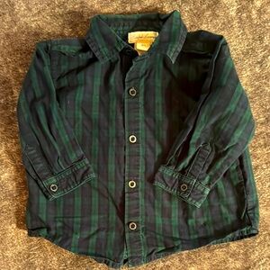 Ralph Lauren Polo emblem green and navy plaid button down preppy baby size 9M